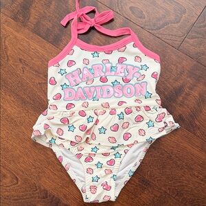 Harley-Davidson Kids Swimsuit with Pink and Blue Accents